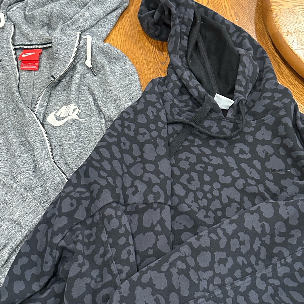 Lot of 2-Nike Black and Gray Hoodie xl cropped, and Nike gray jacket s
